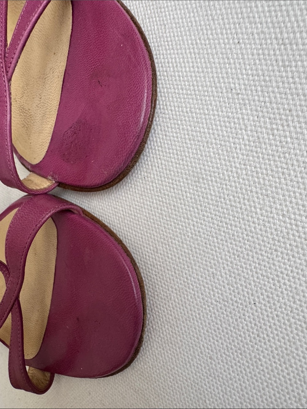 Vintage Jimmy Choo Magenta Purple Criss Cross Strappy Kitten Heel Mule Sandals - Picture 5 of 6